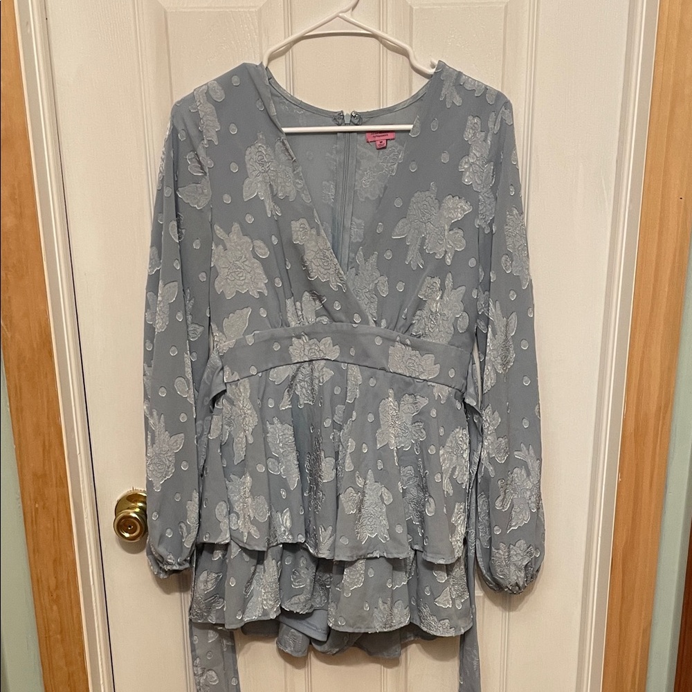 Women’s Light Blue Floral Romper Dress